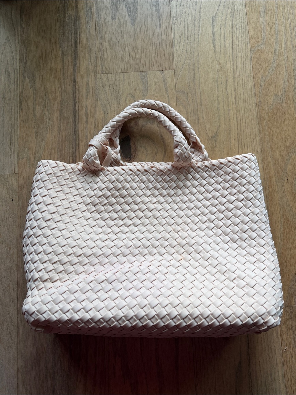 Neoprene Woven Handheld Tote Bag in Light Blush like Naghedi